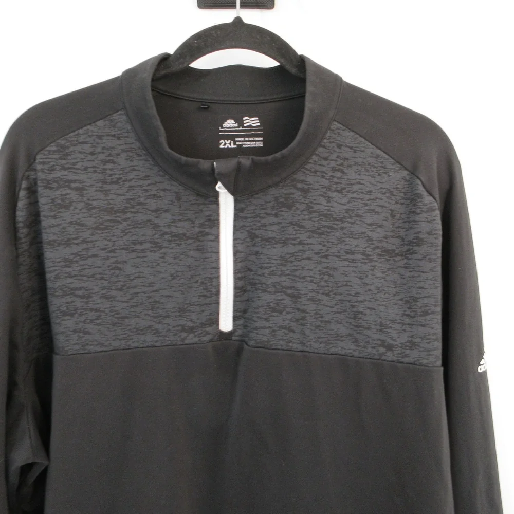 Adidas Golf Mens 2XL Black Grey Quarter Zip Pullover Long Sleeve Tech Wear Top